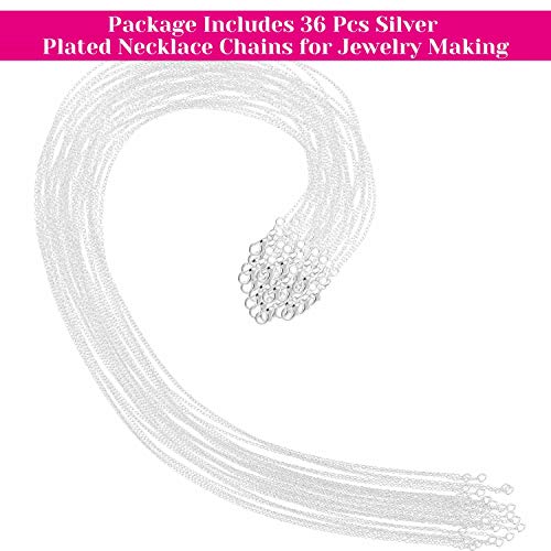 36 Pack Chain Necklace Bulk for Jewelry Making, Cridoz Necklace Jewelry Chains Silver Plated Necklace Chains for Necklace Jewelry Making, 1.2 mm (18 Inches) - size: 18 Inches