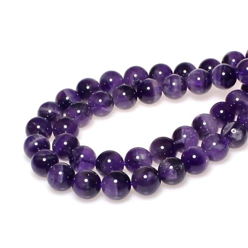 MJDCB Natural Dreamy Amethyst Beads Round Stone Beads DIY Loose Beads for Jewelry Making Beads 15" (12mm) - color: Dreamy Amethyst, size: 12mm