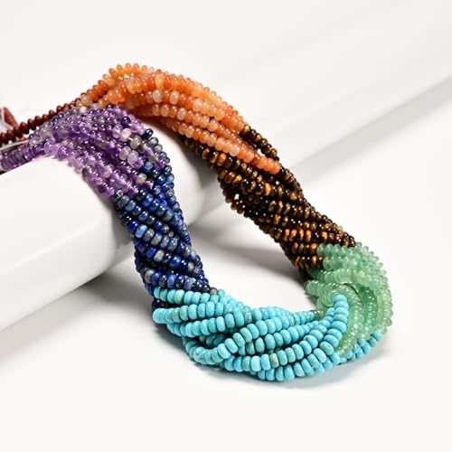 2x4mm Natural Rondelle Beads – Loose Gemstone Spacers for DIY Jewelry Making (Chakra) - color: Chakra, size: 2x4