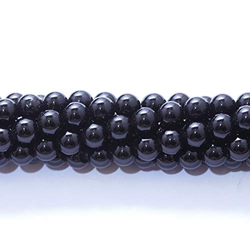 Natural Stone Beads 10mm Black Polished Round Smooth Agates Gemstone Beads for Jewelry Making 15 Inch(Black Onyx,10mm) - color: Black Onyx, size: 10mm