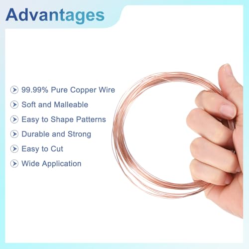 uxcell Copper Wire 99.99% Pure 23 Gauge 0.6mm 10m/33ft Tarnish Resistant | Jewelry Wire Copper Soft Craft for Jewelry Making Beading DIY Crafts Supplies - size: 23 Gauge 0.6mm