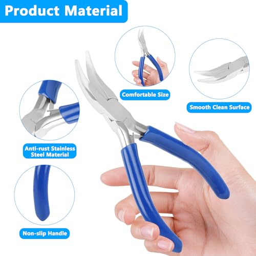 Bent Nose Pliers，Bent Chain-Nose for Crafting and Repair,Chain Jewelry Pliers - color: Dark Blue-bent Nose Pliers