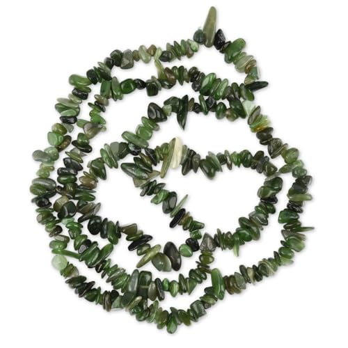HAAMIIQII 5-8mm Natural Green Canada Jade Chips Beads Irregular Genuine Real Freeform Chip Stone Loose Gemstone Beads Energy Healing Crystal for Jewelry Making Strand 32 Inch - color: Green Canada Jade