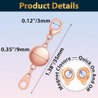 Roctee 15 Pcs Locking Magnetic Jewelry Clasp for Women, Round Alloy Necklace Clasp Closures Bracelet Extender Ornaments Clip Converter for Jewelry DIY Making Trinkets Crafts(Gold, Silver, Rose Gold)