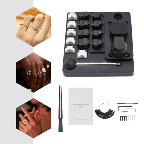 FLYHERO Portable Ring Bender Tool, Jewelry Ring Bending Machine Multi-Functional Rings Bending Maker Kit Jewelry Making Repair Tools for DIY Rings Metals (Black) - color: Black