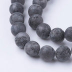 45Pcs Natural Black Larvikite Bead 8mm Round Natural Gemstone Beads Frosted Spacer Loose Bead for DIY Craft Bracelet Necklace Earrings Jewelry Making Supplies - color: Natural Black Larvikite