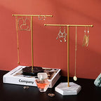 Jewelry Stand Display Necklace Holder T-Bar Plated Metal Tabletop Jewelry Tower For Earring
