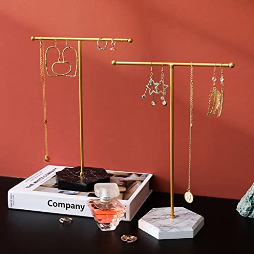 Jewelry Stand Display Necklace Holder T-Bar Plated Metal Tabletop Jewelry Tower For Earring