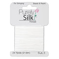 Purely Silk Simply Silk Beading Thread Cord Size E White 0.013 Inch 0.33mm 24 Yards Card for Stringing Weaving Knotting Kumihimo