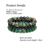 3 PCS Healing Crystal Bracelets for Women 8mm Natural Stone Beaded Stretch Bracelet Amethyst Jewelry Gifts - color: 05 8mm African Turquoise