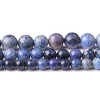 Natural Stone 6mm Blue Sodalite Smooth Round Loose Beads Energy Gemstone DIY for Jewelry Making Bracelet Necklace 1 Strand 15" - color: Blue Sodalite, size: 6mm