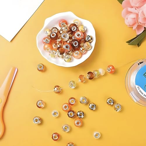 20pcs/Set Random Mixed Color European Style Acrylic Large Hole Beads Bracelet Spacer Beads for Bracelet Necklace Beading Handmade Accessories(SN345-Black)