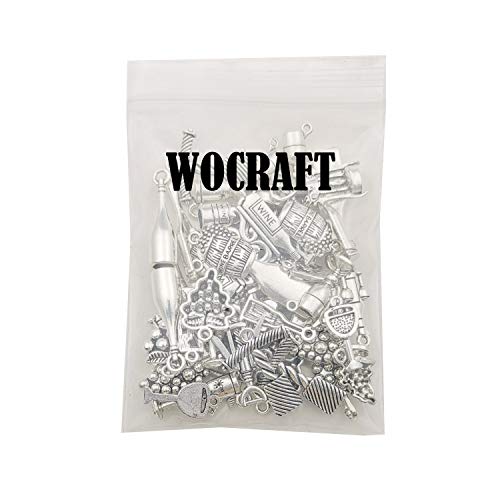 50pcs Craft Supplies Antique Silver Tasting Wine Grape Cocktail Glass Wine Opener Charms for Jewelry Making Findings Crafting Accessory for DIY Necklace Bracelet (M307) - color: M307