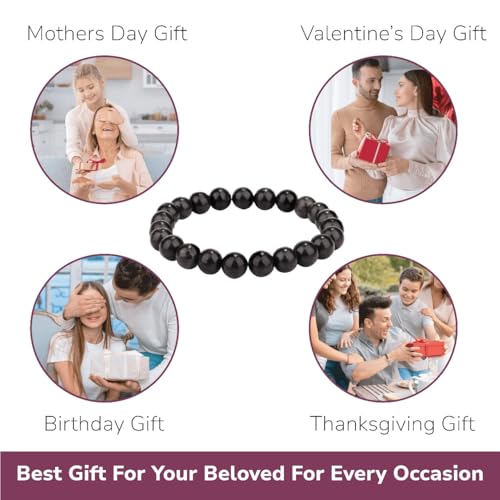 Crystal Vibe 8mm Beaded Bracelets For Women Men - Healing Crystal Bracelet - Adjustable Size - color: shungite