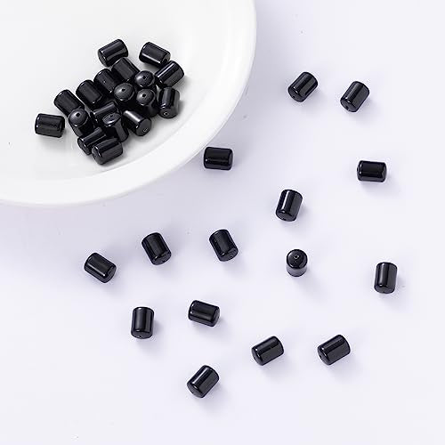 Natural Black Agate Cylinder Tube Beads 10x14mm 38cm/str Loose Semi Gemstone Stone Beads for Making Bracelets Necklace - color: Black Agate
