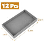 12 Pcs Velvet Jewelry Tray, Blank Stackable Drawers Organizer, Jewelry Display Tray for Beads Bracelets Necklaces Earrings Storage (Gray) - color: Gray
