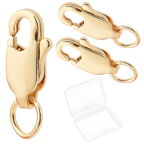 Beebeecraft 1 Box 10Pcs Lobster Claw Clasps 12x6x3mm 18K Gold Plated Brass Small Lobster Clasps and Closures Connectors for Jewelry Making Necklace Bracelets DIY Crafts - color: Gold-10pcs