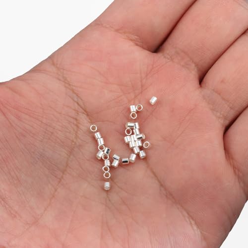 30 Pcs Crimp Beads for Jewelry Making - S925 Sterling Silver Crimping Beads, 2 mm Crimp Tube Beads for DIY Earrings Bracelet Necklace Jewelry Making and Crafting