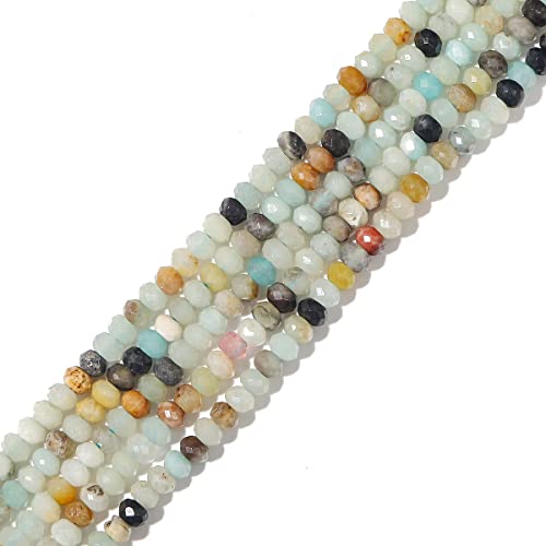 BEADIA Natural Amazonite Beads 4x2mm 120pcs Faceted Rondelle Loose Semi Gemstone Beads for Jewelry Making Design - color: Amazonite