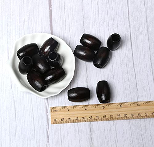 20Pcs 30 x 20mm Oval Wood Beads with 10mm Large Hole Wooden Loose Spacer Beads for Bead Crafts Making, Black - color: 30x20mm, Black#20pcs