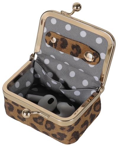 COOLYOUTH Leather Mini Jewelry Box Travel Jewelry Case Portable Small Coin Purse with Kiss Lock Travel Ring Box (Brown Leopard) - color: Medium-Brown Leopard