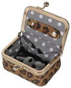 COOLYOUTH Leather Mini Jewelry Box Travel Jewelry Case Portable Small Coin Purse with Kiss Lock Travel Ring Box (Brown Leopard) - color: Medium-Brown Leopard