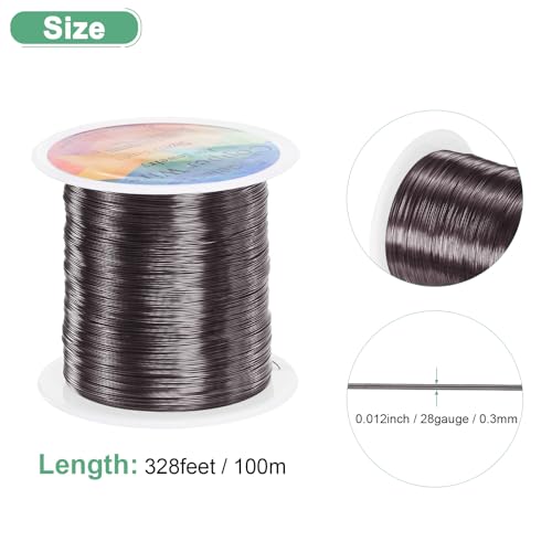 M METERXITY 0.3mm Jewelry Wire, 28 Gauge 328FT Craft Wire Copper Beading Wire for Jewelry Making/Planting/Weaving/DIY Crafting, Soft Metal Wires [100M, Metallic Black] - color: Metallic Black, size: 0.3mm 28 Gauge