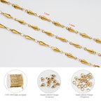 KYUNHOO 4 Meters Stainless Steel Chains for Jewelry Making Small Water Drips Link Chain Spool Gold Plated DIY Jewelry Bulk with Connectors for Women Men Make Handcrafts - color: Drop Gold