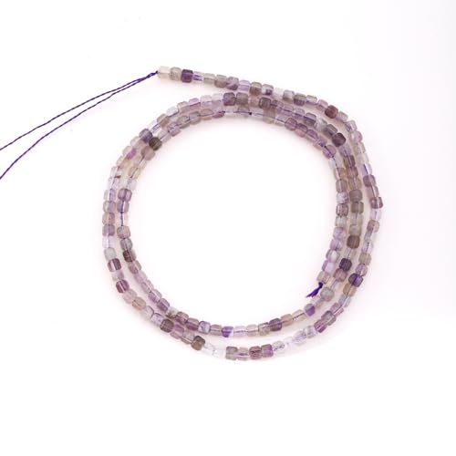 Faceted Natural Amethyst2 2-3mm Cube Square Loose Beads Gemstone Small Loose Beads Healing Crystal Energy Stone for DIY Jewelry Making 15" - color: Amethyst2