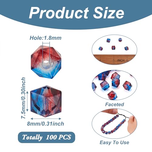 Craftdady 100pcs Square Polygon Acrylic Beads Crystal Two-Tone Spray Painted Spacer Charms for DIY Necklace Bracelet Making - color: Blue & Purple,Polygon