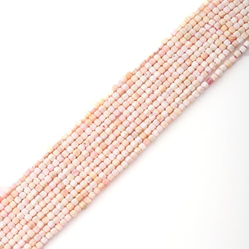 Faceted Natural Pink Shell 2-3mm Cube Square Loose Beads Gemstone Small Loose Beads Healing Crystal Energy Stone for DIY Jewelry Making 15" - color: Pink shell