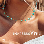 AGOT Beaded Gemstone Necklace for Women: Boho Bead Choker Natural Stone Necklaces - Handmade Jewelry for Summer Beach - color: Green2