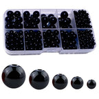 Black Round Crystal Glass Beads for Jewelry Making (4/6/8/10/12mm), Smooth Round Natural Gemstone Glass Spacer Loose Beads for Crafts Bracelets Necklaces Charms - color: Round Smooth Glass Beads: Black