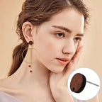 Wood Earring Posts for Jewelry Making, 70Pcs Wooden Stud Earrings Posts with Loop Earring Findings Wooden Flat Round Earring Studs Bulk with Ear Backs for Earring Making Supplies Jewelry Findings - color: Round-70pcs