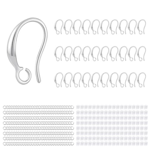 Silver Earring Hooks, 230PCS Hypoallergenic Earring Findings for Jewelry Making Fish Hooks for DIY Bulk Pack - color: Silver-Simple Earring Hooks