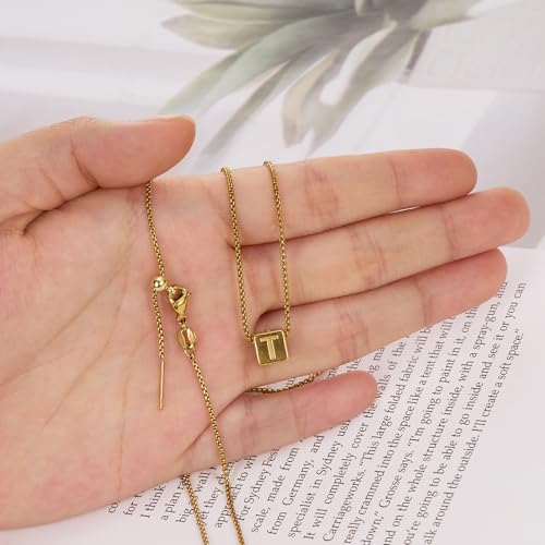 Crisjanggo 10 Pcs Stainless Steel Adjustable Necklace Chains 20 Inch Gold Plated 1 mm Thin Chain Bulk with Rubber Stopper for Jewelry Making - color: Gold Box