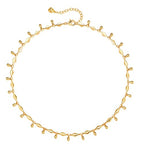 MTMY Beaded Necklaces for Women 14K Gold Plated Dainty Colorful Green/Rose Beaded Pearl Choker Necklace Delicate Boho Choker Necklace Jewelry Gift - style: Water drop beads