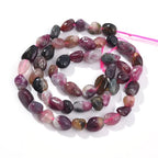 6-8mm Natural Mutilcolor Tourmaline Nuggets Oval Free Tumbled Pebble Semi Precious Gemstone Loose Stone Beads Approx 15.5 inch for DIY Jewelry Making - color: Mutil Tourmaline
