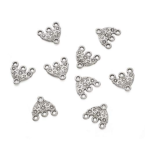 Mega Pet 20pcs Tibetan Silver Hat Chandelier Component Links Charm Pendant Connectors with 3 Holes for Multi Layers Dangle Earring Bracelet Necklace Jewelry Making - color: Antique Silver, Hat