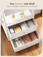 Nicetree Jewelry Cabinet Armoire with 2 Drawers, Lockable Standing Mirror Jewelry Cabinet, Full Length Mirror with Jewelry Storage, Gift Idea, White - color: White