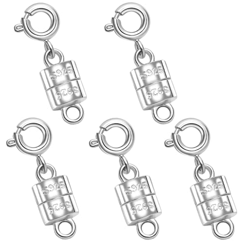 S925 Sterling Silver Magnetic Necklace Clasps and Closures, Magnetic Clasps for Necklaces,Magnetic Clasp Converter for Jewelry Making Supplies (5silvery) - color: 5silvery
