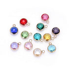 Adabele 5 sets Grade A Mixed Birthstone Charm 6mm Small Crystal Pendant Drop Bead 18K Yellow Gold Plated (60pcs) For DIY Craft Jewelry Making CCP23 - color: Gold, size: 6mm (0.24") - 60pcs