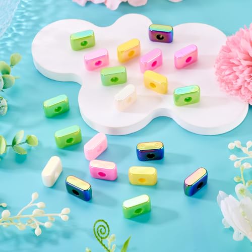 Beadthoven 20pcs Big Letter I Beads Large Hole Bubble Alphabet Acrylic Beads Charm Iridescent Plastic I Shape Loose Chunky Spacers for Jewelry Making Bracelet Necklace Keychains Shoelaces Crafts - color: I