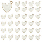 MECCANIXITY Enamel Alloy Heart Charm, Valentine Heart Pendants Love Jewelry Making Charm for DIY Necklace Bracelet Earrings Keychain - color: White