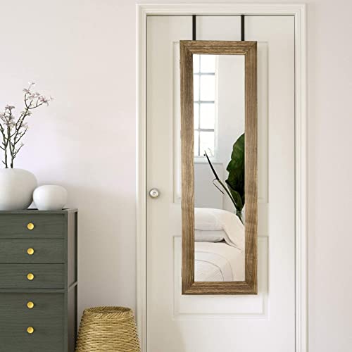 SRIWATANA Jewelry Armoire Cabinet, Solid Wood Jewelry Organizer with Full Length Mirror Wall/Door Mounted(Carbonized Black) - color: carbonized black
