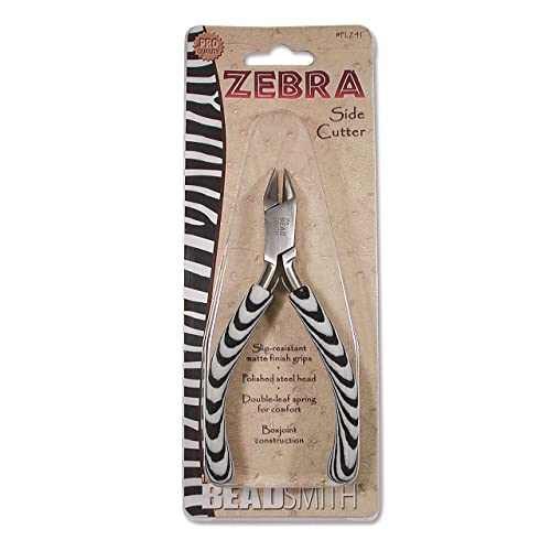 The Beadsmith Side Cutter – Zebra Print Line – 5 inches (127 mm) – Comfortable Handle with Double Leaf Springs – Jewelry Making Tool for Creating Bracelets, Earrings and Necklaces - size: side cutter - 5"
