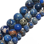Yochus 60pcs Blue Sea Sediment Beads，6mm Healing Power Natural Stone Round Loose Beads for Jewelry Making Earring Necklace DIY Crafts - color: Blue Sea Sediment, size: 6mm 60beads