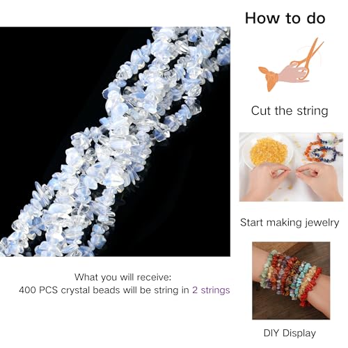 XIANNVXI Opalite Beads, Natural Chip Stone Beads 400Pcs Crystal Bead 5-8mm Irregular Healing Crystal Loose Rocks for DIY Jewelry Making - color: A-Opalite