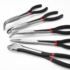 5-Piece 11" Extra Long Needle Nose Pliers Set with Insulated Comfort Grip, Straight Long Reach Plier, 45/90°Bent Nose Pliers,O-shaped nose plier,Diagonal Plier for Bending Shaping Trimming - size: 5Pcs-Straight/45/90