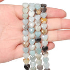 22pcs Faceted Heart Stone Beads Amazonite Pattern Bead 8mm Crystals and Healing Stones for Jewelry Making Supplies,Friendship Bracelet Kit,Love Gifts - color: Amazonite